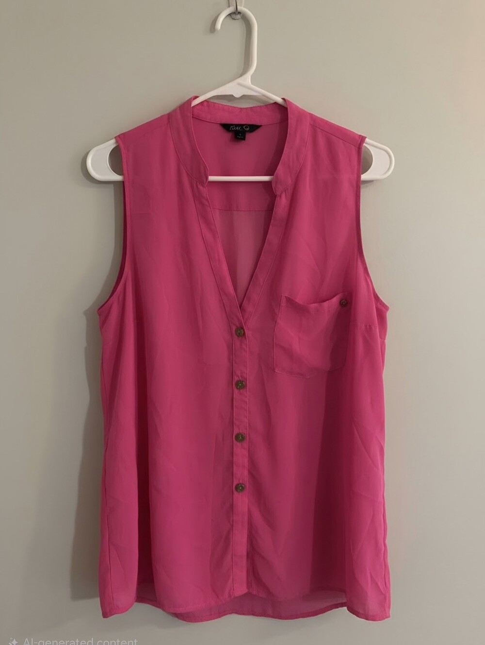 Guess Sleeveless Button-Front Blouse in Hot Pink